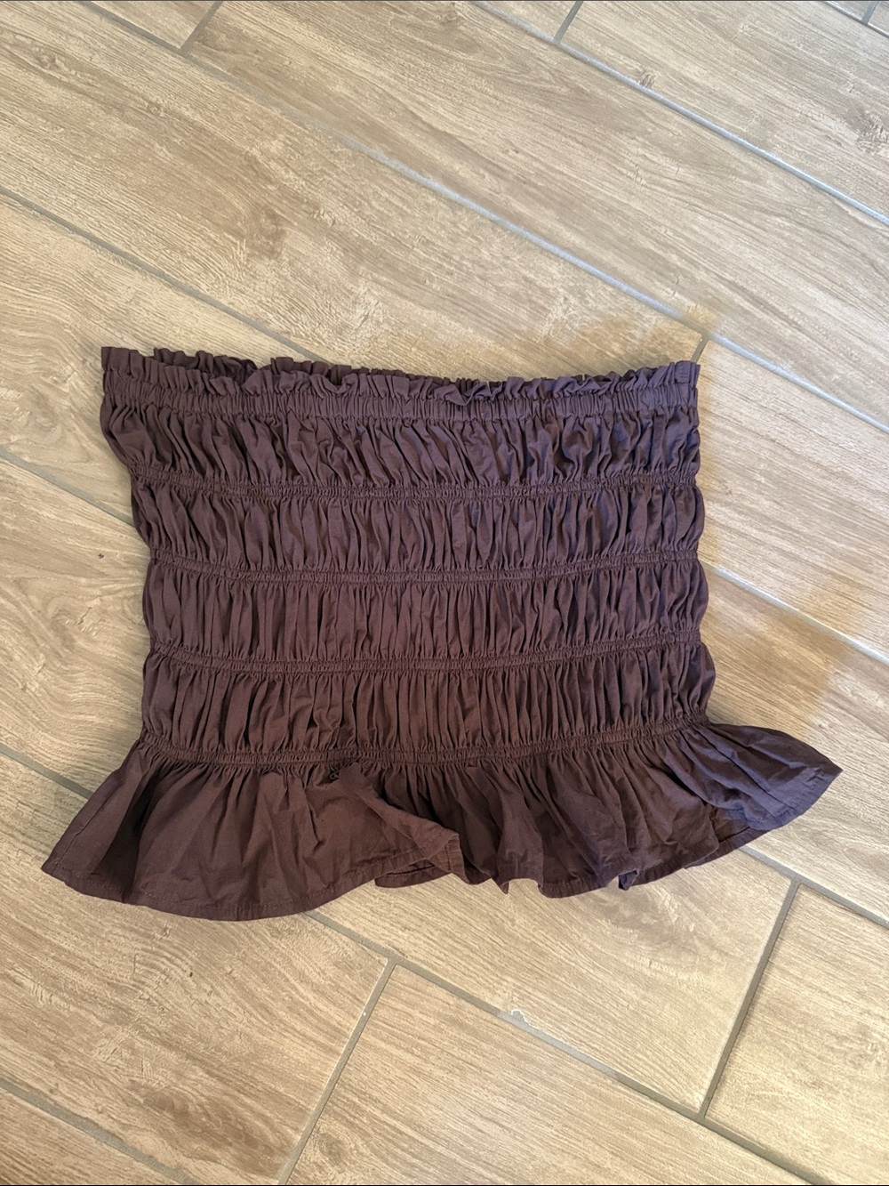 Carly Jean Los Angeles Smocked Tube Top in Dark Brown